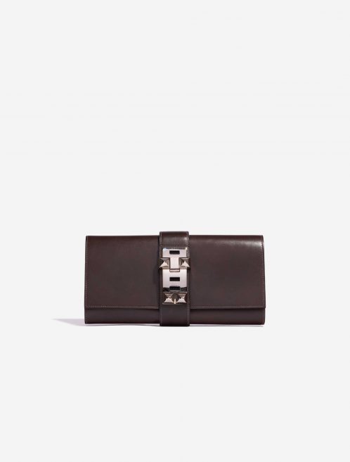Pre-owned Hermès bag Medor Clutch 29 Swift Chocolat Brown Front | Sell your designer bag on Saclab.com