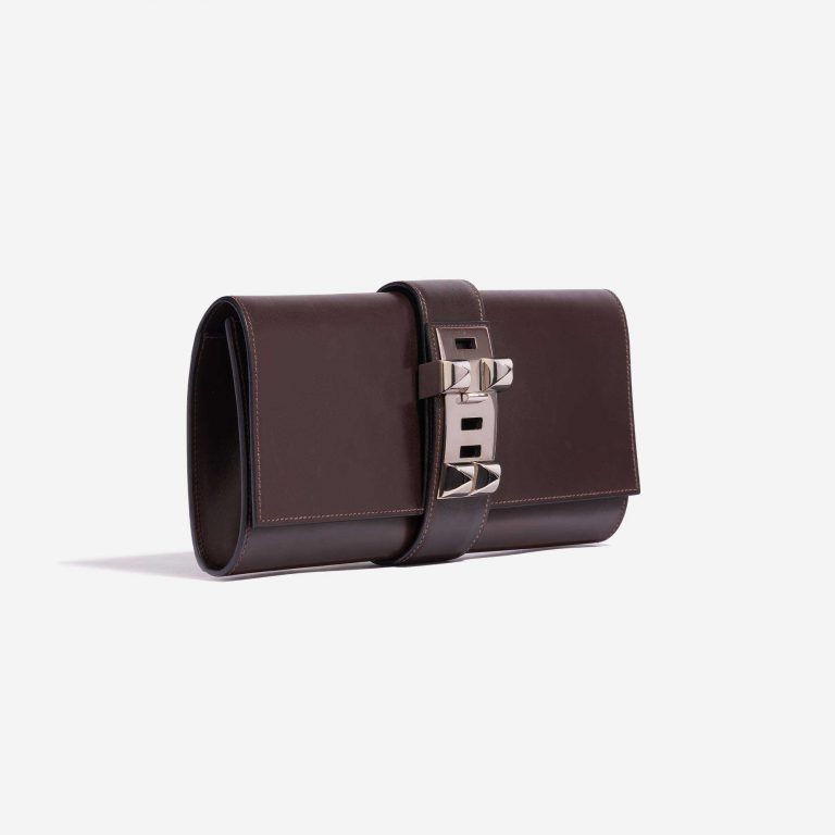 Pre-owned Hermès bag Medor Clutch 29 Swift Chocolat Brown Side Front | Sell your designer bag on Saclab.com