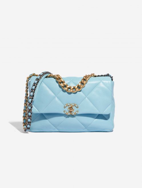 Pre-owned Chanel bag 19 Large Flap Bag Lamb Tiffany Blue Blue Front | Sell your designer bag on Saclab.com