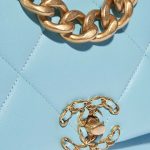 Pre-owned Chanel bag 19 Large Flap Bag Lamb Tiffany Blue Blue Closing System | Sell your designer bag on Saclab.com
