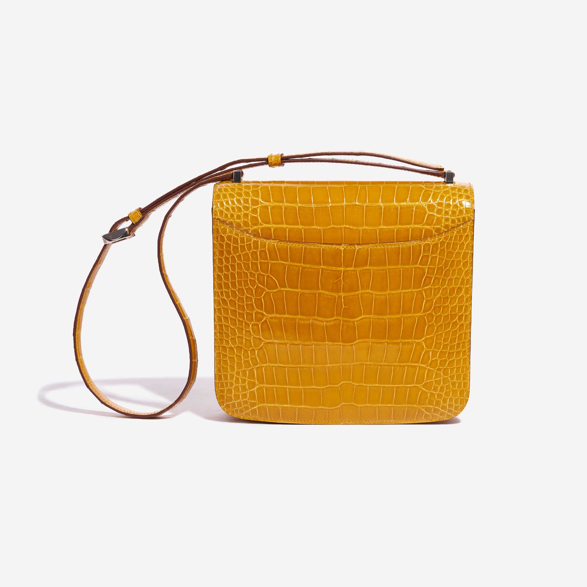 Pre-owned Hermès bag 2002 Alligator Jaune Ambre Yellow Back | Sell your designer bag on Saclab.com