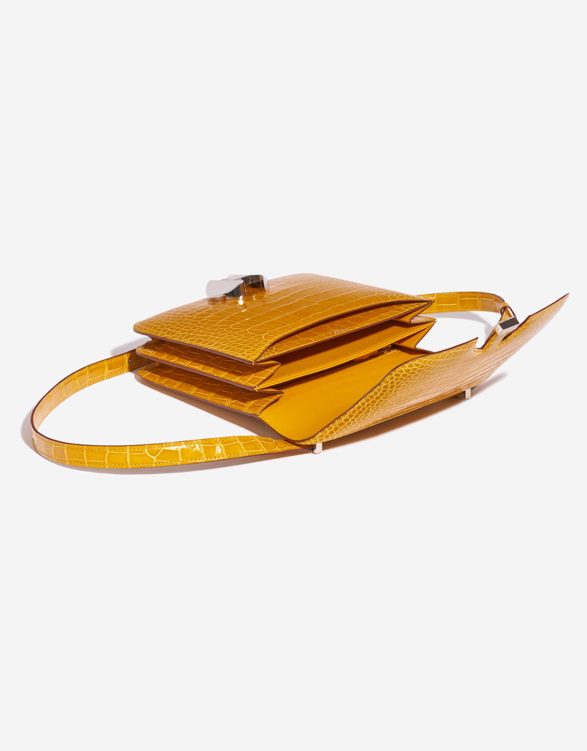 Pre-owned Hermès bag 2002 Alligator Jaune Ambre Yellow Inside | Sell your designer bag on Saclab.com