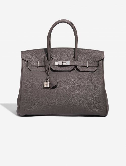 Pre-owned Hermès bag Hermes Birkin 35 Togo Etain Grey Front | Sell your designer bag on Saclab.com