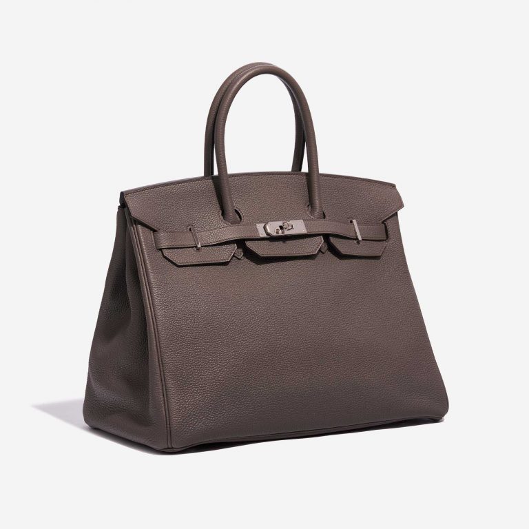 Pre-owned Hermès bag Hermes Birkin 35 Togo Etain Grey Side Front | Sell your designer bag on Saclab.com