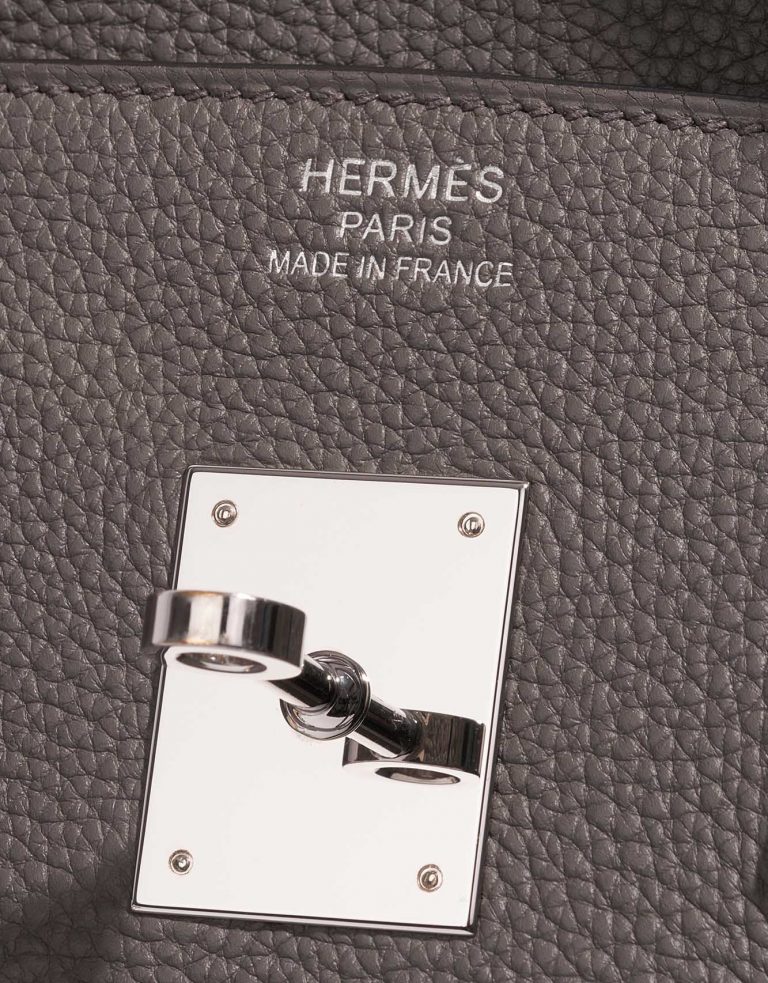 Pre-owned Hermès bag Hermes Birkin 35 Togo Etain Grey Logo | Sell your designer bag on Saclab.com