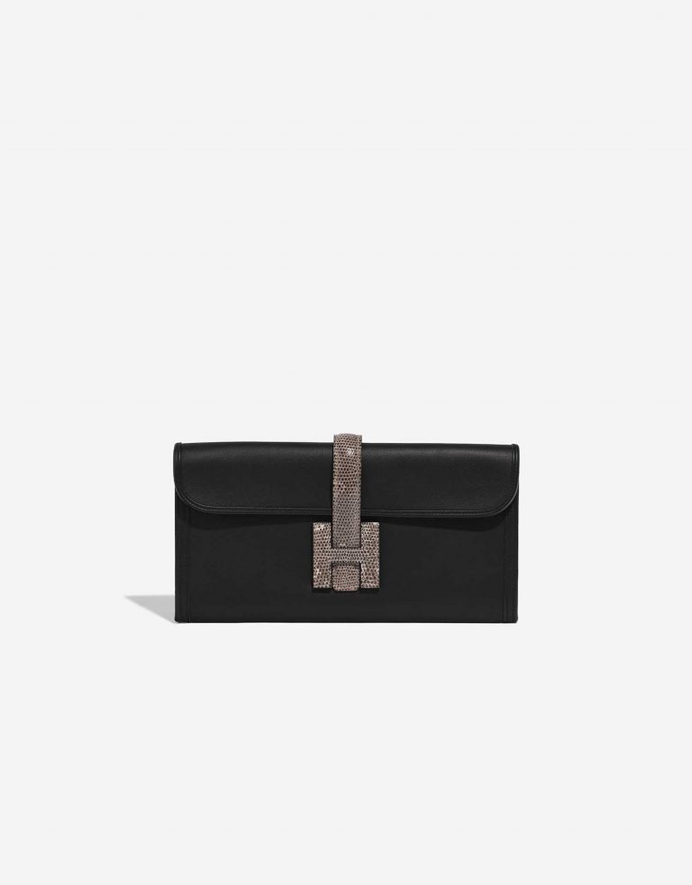 Pre-owned Hermès Tasche Jige Clutch Salvator Lizard / Swift Ombré / Black Black Front | Verkaufen Sie Ihre Designer-Tasche auf Saclab.com