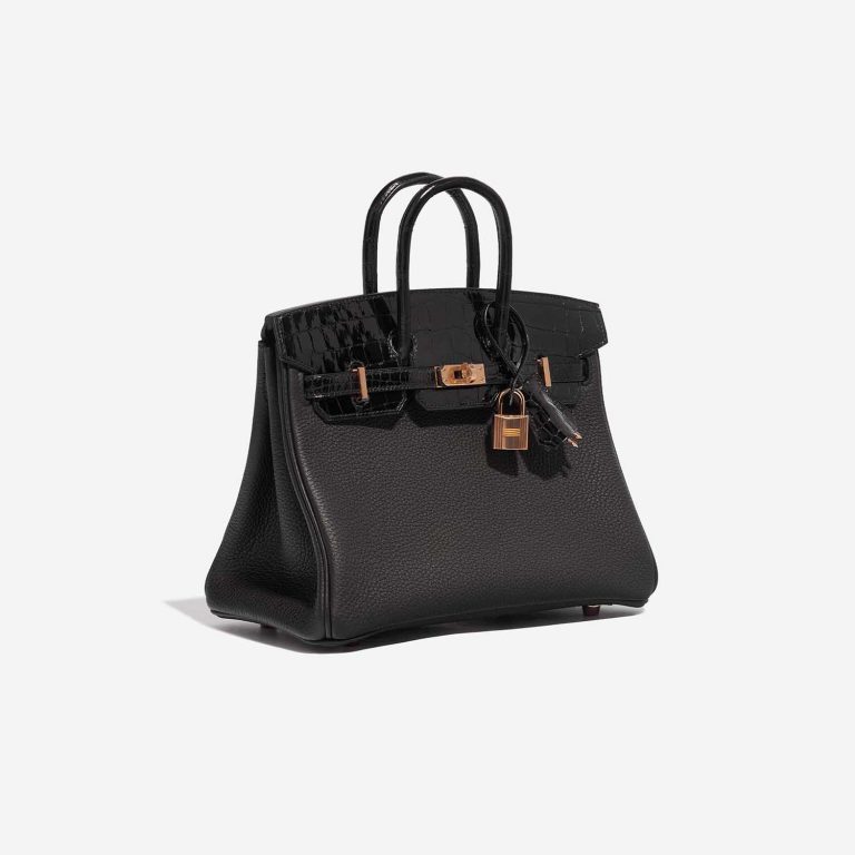 Pre-owned Hermès bag Birkin Touch 25 Niloticus Crocodile / Togo Black Black Side Front | Sell your designer bag on Saclab.com