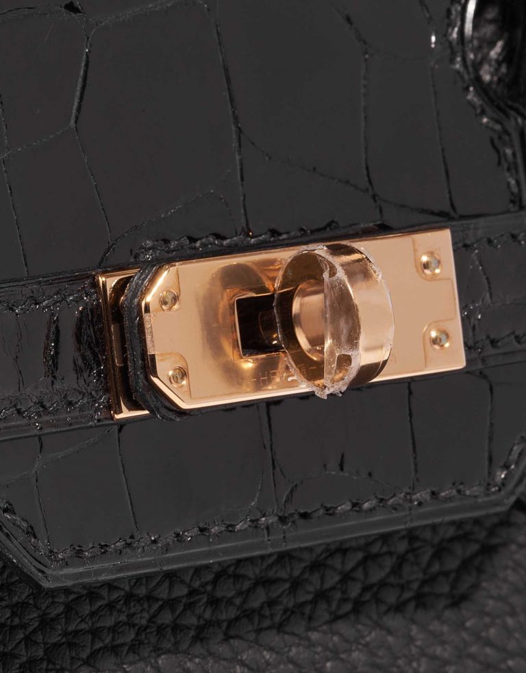 Pre-owned Hermès bag Birkin Touch 25 Niloticus Crocodile / Togo Black Black Front | Sell your designer bag on Saclab.com