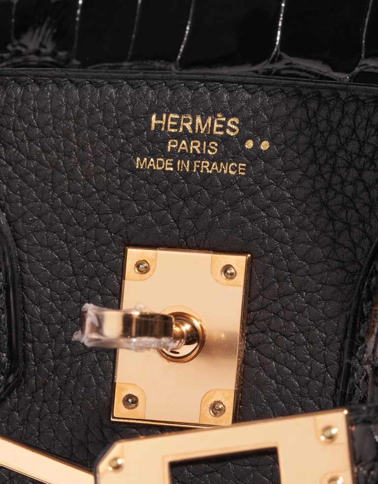 Pre-owned Hermès bag Birkin Touch 25 Niloticus Crocodile / Togo Black Black Logo | Sell your designer bag on Saclab.com