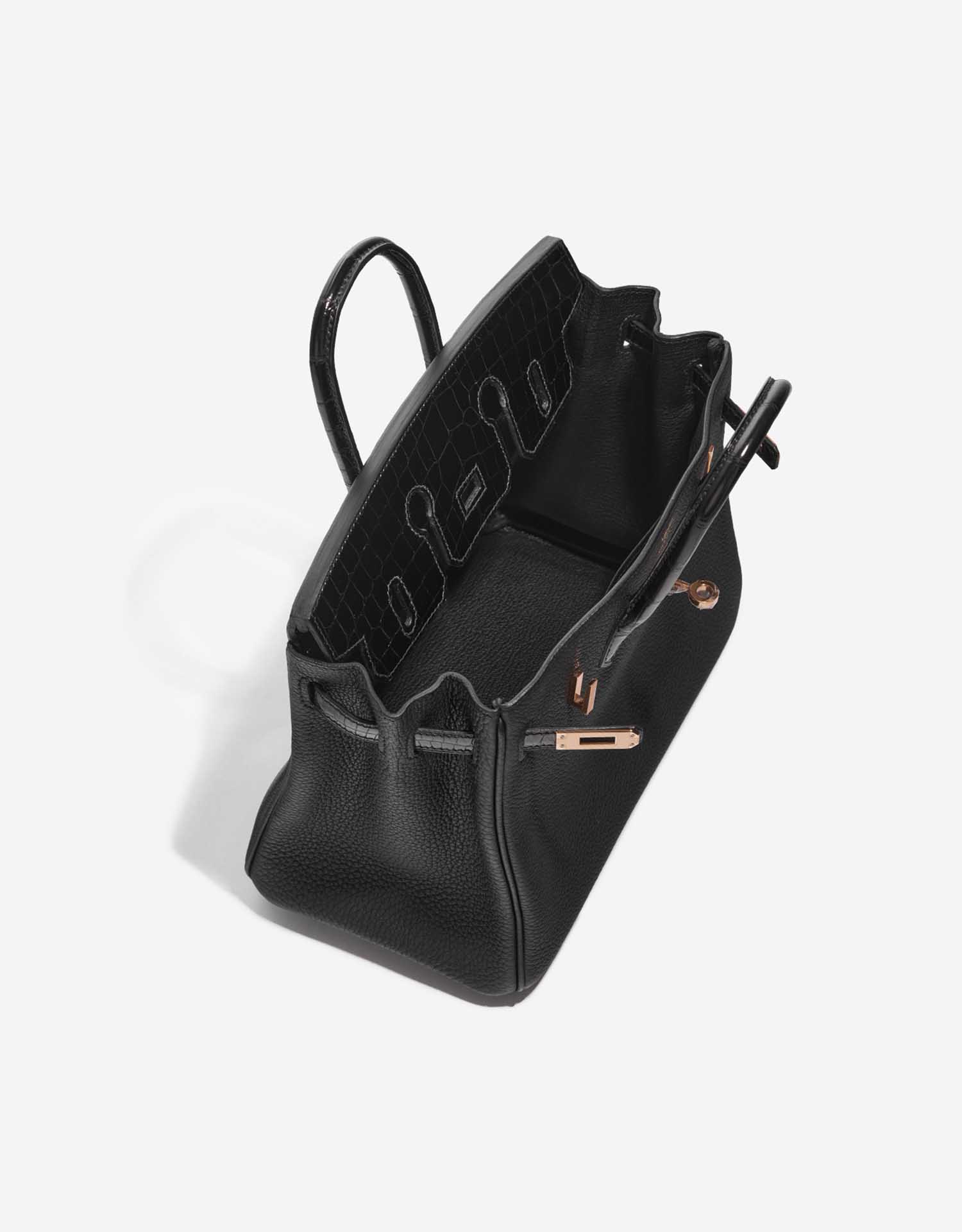 Hermes Birkin Touch 25 Black Togo Shiny Nilo Croc Handbag