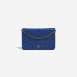 Pre-owned Chanel bag WOC Camellia Lamb Blue Blue Front | Sell your designer bag on Saclab.com
