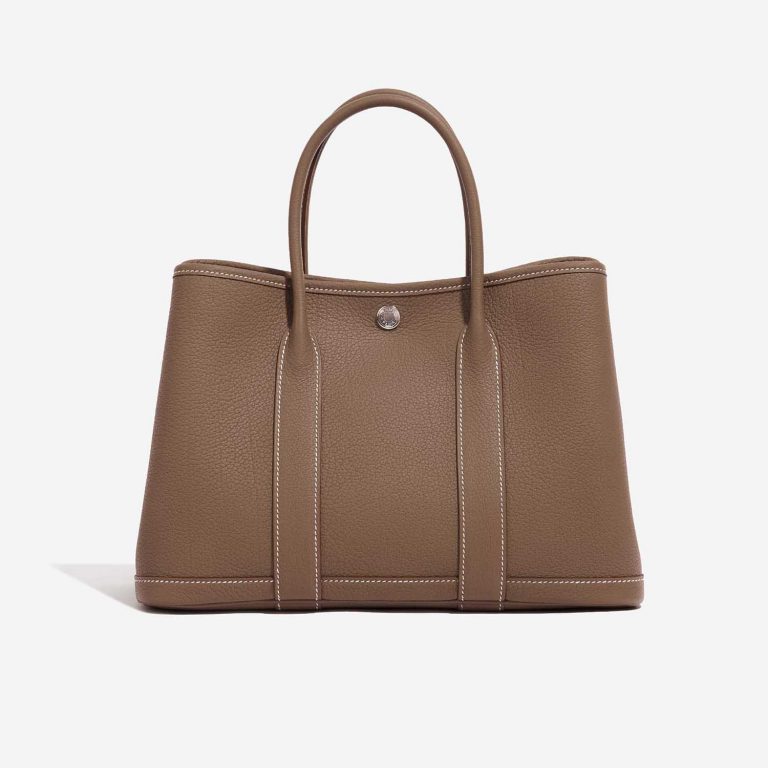 Pre-owned Hermès bag Garden Party 30 Negonda Etoupe Brown Back | Sell your designer bag on Saclab.com