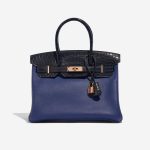 Pre-owned Hermès bag Birkin Touch 30 Matte Alligator / Taurillion Novillo Blue Sapphire / Blue Marine Blue, Dark blue Front | Sell your designer bag on Saclab.com