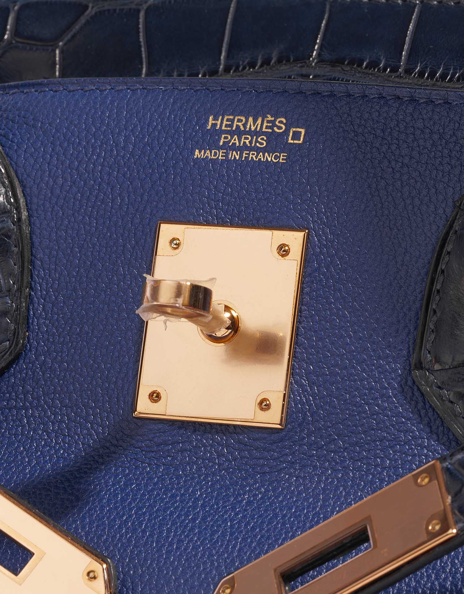 Pre-owned Hermès bag Birkin Touch 30 Matte Alligator / Taurillion Novillo Blue Sapphire / Blue Marine Blue Logo | Sell your designer bag on Saclab.com