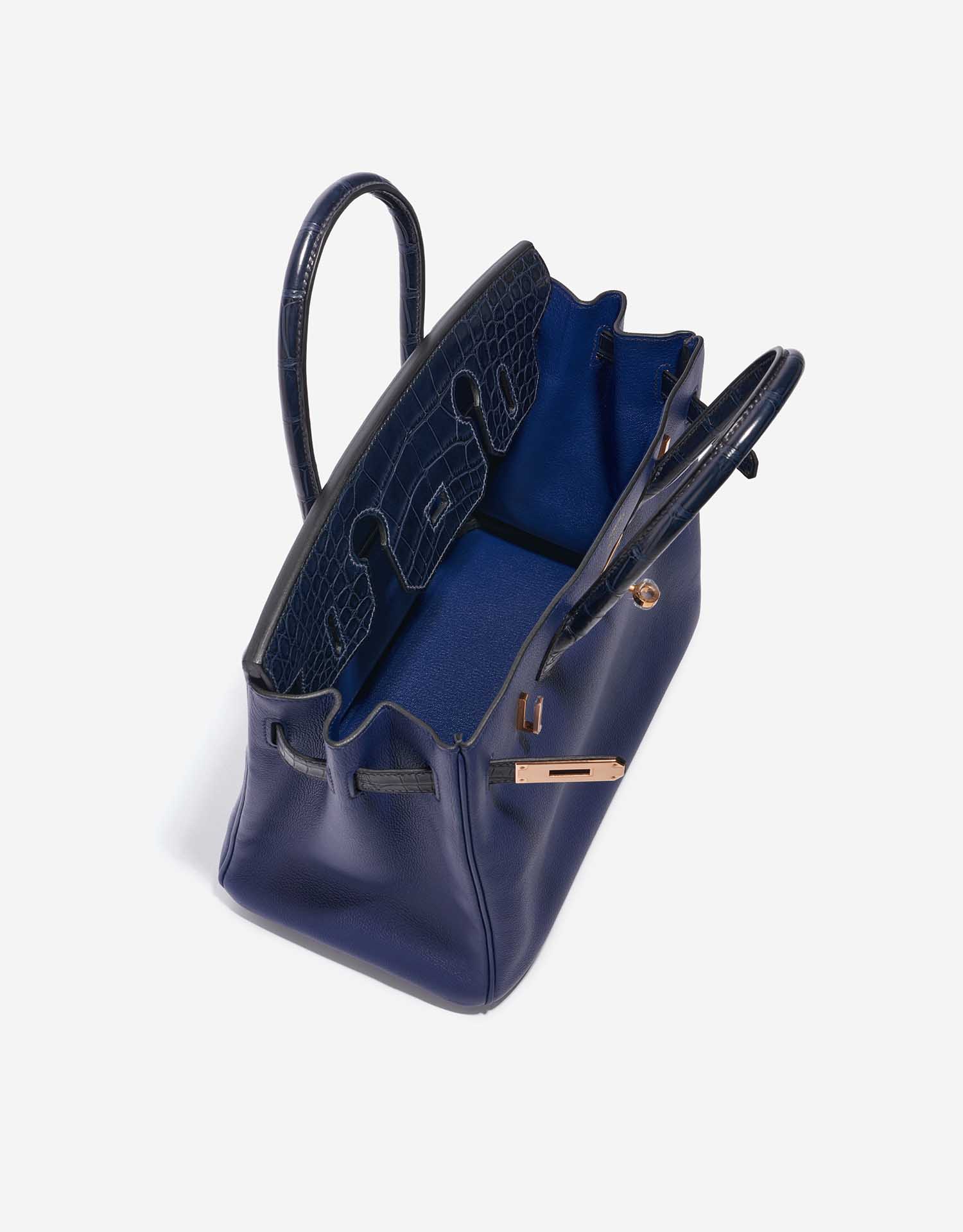 Pre-owned Hermès bag Birkin Touch 30 Matte Alligator / Taurillion Novillo Blue Sapphire / Blue Marine Blue Inside | Sell your designer bag on Saclab.com