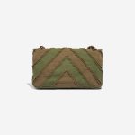 Pre-owned Chanel bag Timeless Medium Chevron Patchwork Canvas Khaki Green Back | Sell your designer bag on Saclab.com