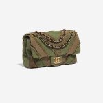 Pre-owned Chanel bag Timeless Medium Chevron Patchwork Canvas Khaki Green Side Front | Sell your designer bag on Saclab.com