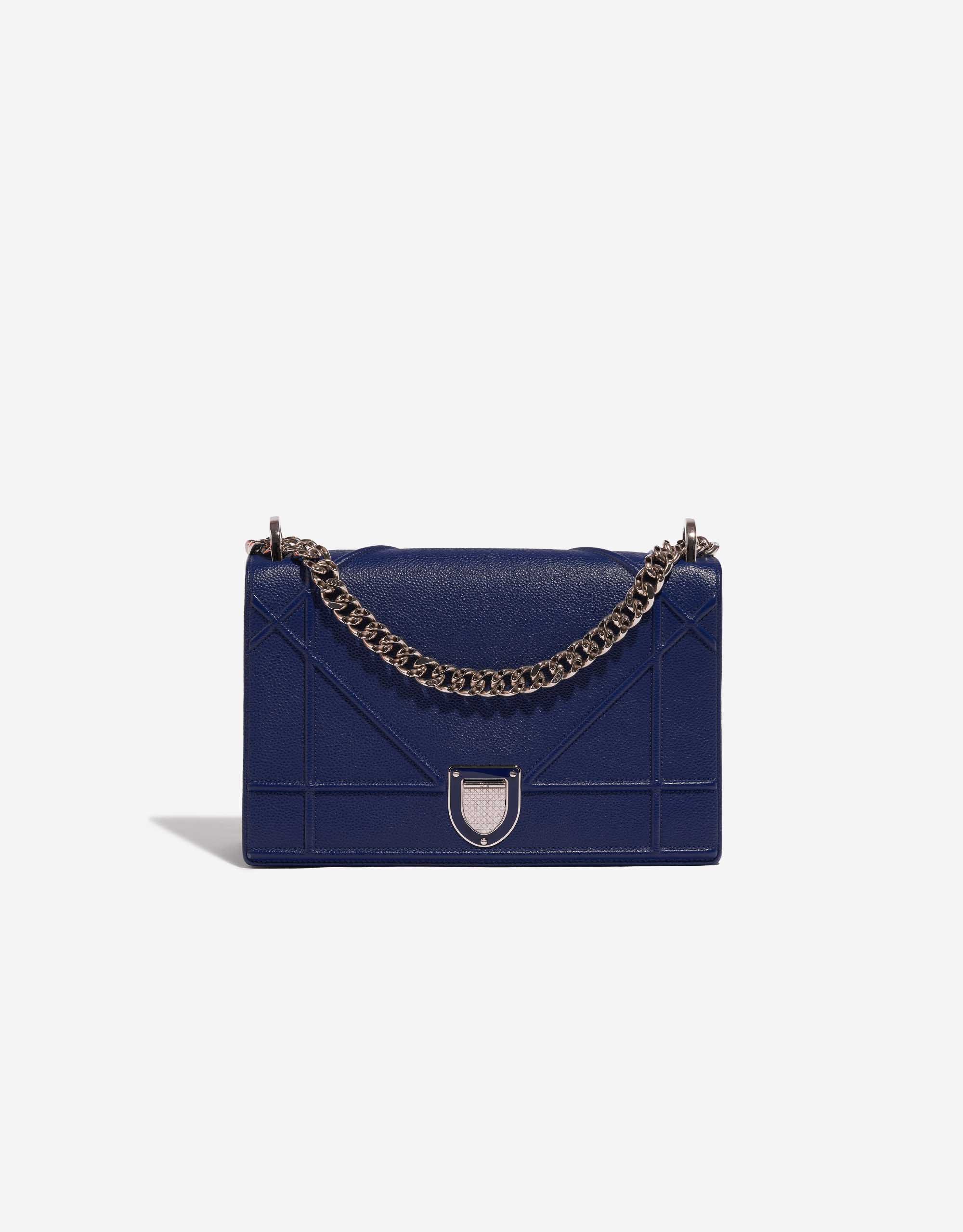 Dior Navy Blue Crackled Patent Leather Medium Diorama Shoulder Bag Dior