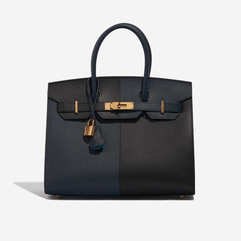 Pre-owned Hermès bag Birkin 30 Epsom Black / Blue Indigo / Blue Frida Black, Blue Front | Sell your designer bag on Saclab.com