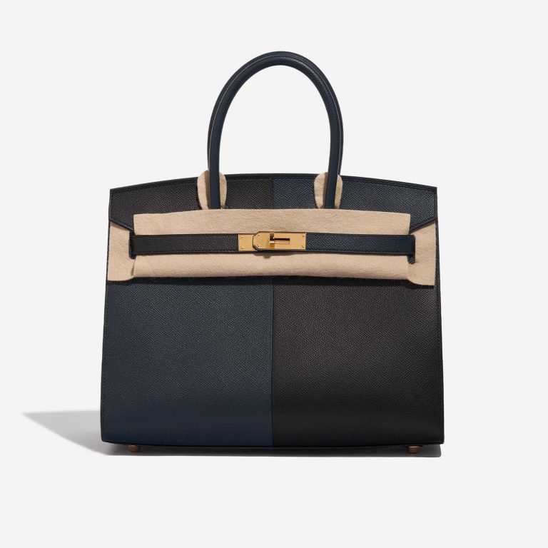 Pre-owned Hermès bag Birkin 30 Epsom Black / Blue Indigo / Blue Frida Black, Blue Front Velt | Sell your designer bag on Saclab.com