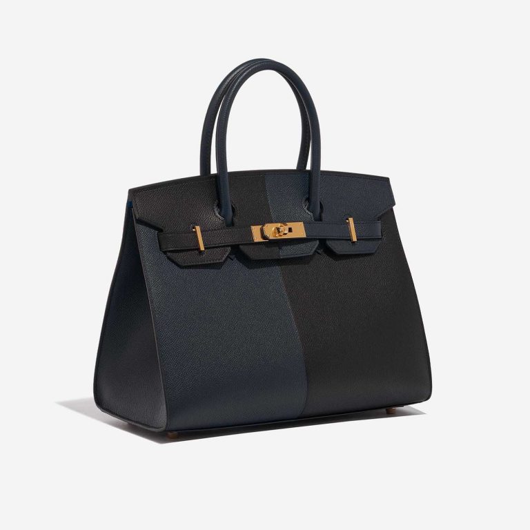 Pre-owned Hermès bag Birkin 30 Epsom Black / Blue Indigo / Blue Frida Black, Blue Side Front | Sell your designer bag on Saclab.com