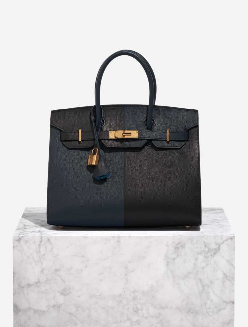 Pre-owned Hermès bag Birkin 30 Epsom Black / Blue Indigo / Blue Frida Black, Blue Front | Sell your designer bag on Saclab.com