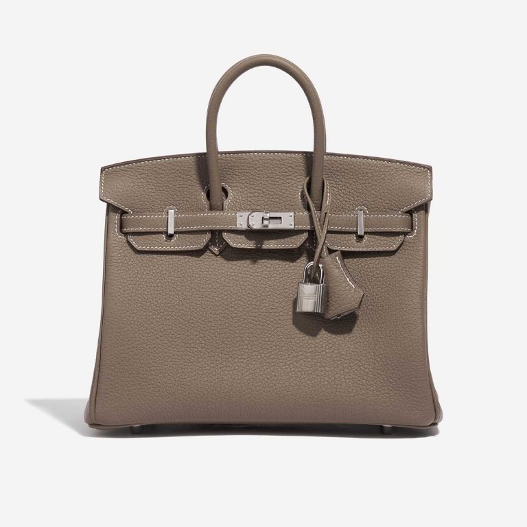 Pre-owned Hermès bag Birkin 25 HSS Togo Etoupe / Gris Perle Brown Front | Sell your designer bag on Saclab.com
