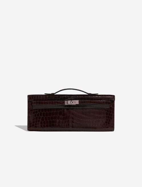 Pre-owned Hermès bag Kelly Cut Clutch Niloticus Crocodile Chocolat Brown Front | Sell your designer bag on Saclab.com