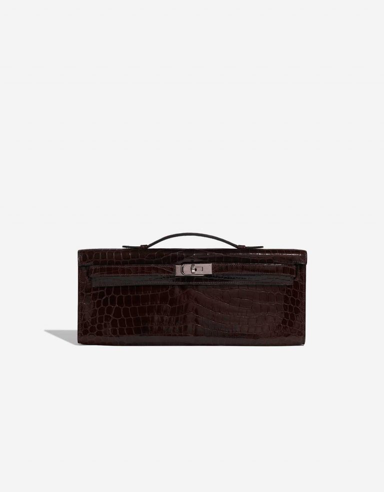 Pre-owned Hermès bag Kelly Cut Clutch Niloticus Crocodile Chocolat Brown Front | Sell your designer bag on Saclab.com