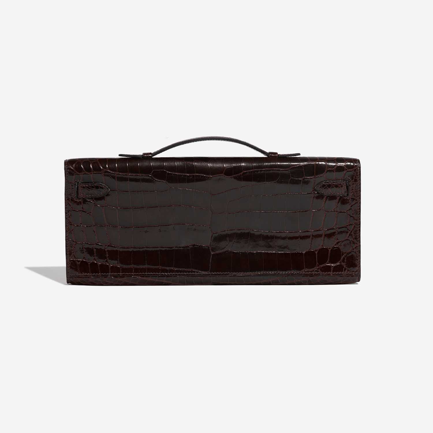 Pre-owned Hermès Tasche Kelly Cut Clutch Niloticus Crocodile Chocolat Brown Back | Verkaufen Sie Ihre Designer-Tasche auf Saclab.com