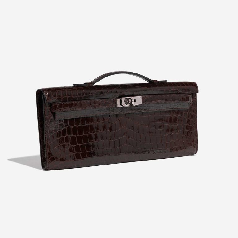 Pre-owned Hermès bag Kelly Cut Clutch Niloticus Crocodile Chocolat Brown Side Front | Sell your designer bag on Saclab.com