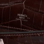 Pre-owned Hermès bag Kelly Cut Clutch Niloticus Crocodile Chocolat Brown Logo | Sell your designer bag on Saclab.com