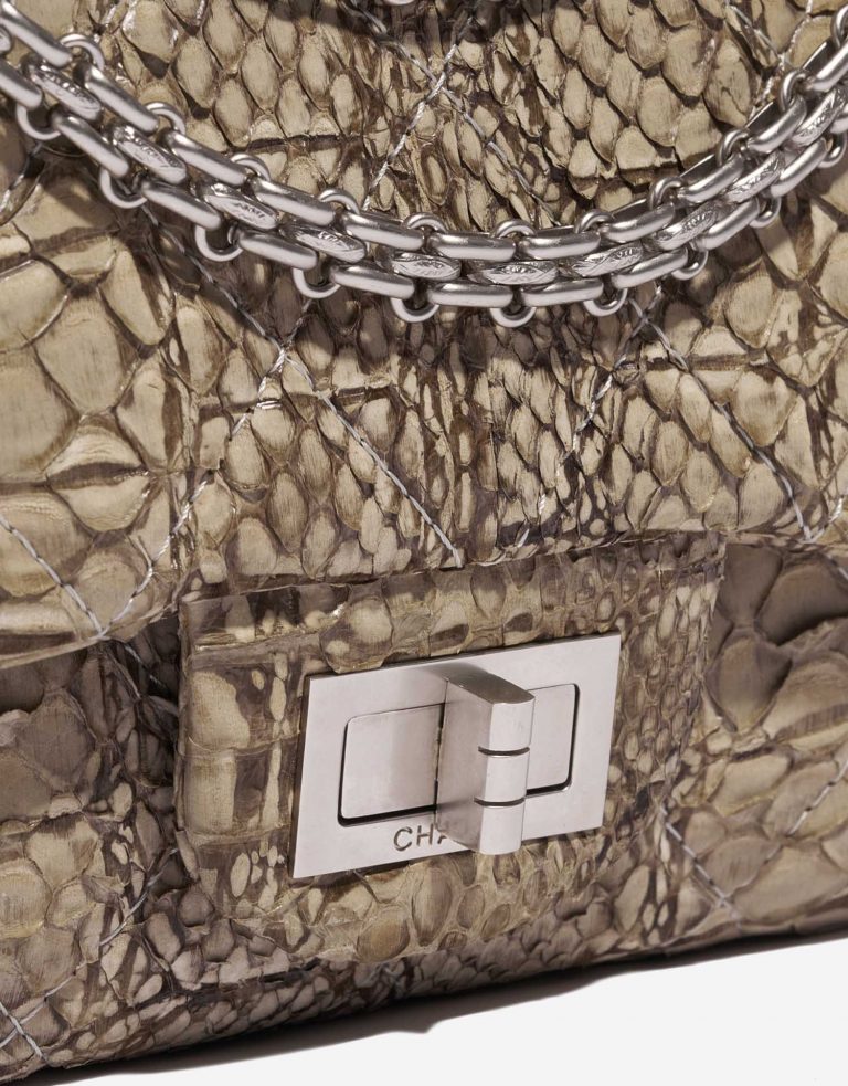 Pre-owned Chanel bag 2.55 Reissue 227 Python Natural Beige Beige Side Front | Sell your designer bag on Saclab.com