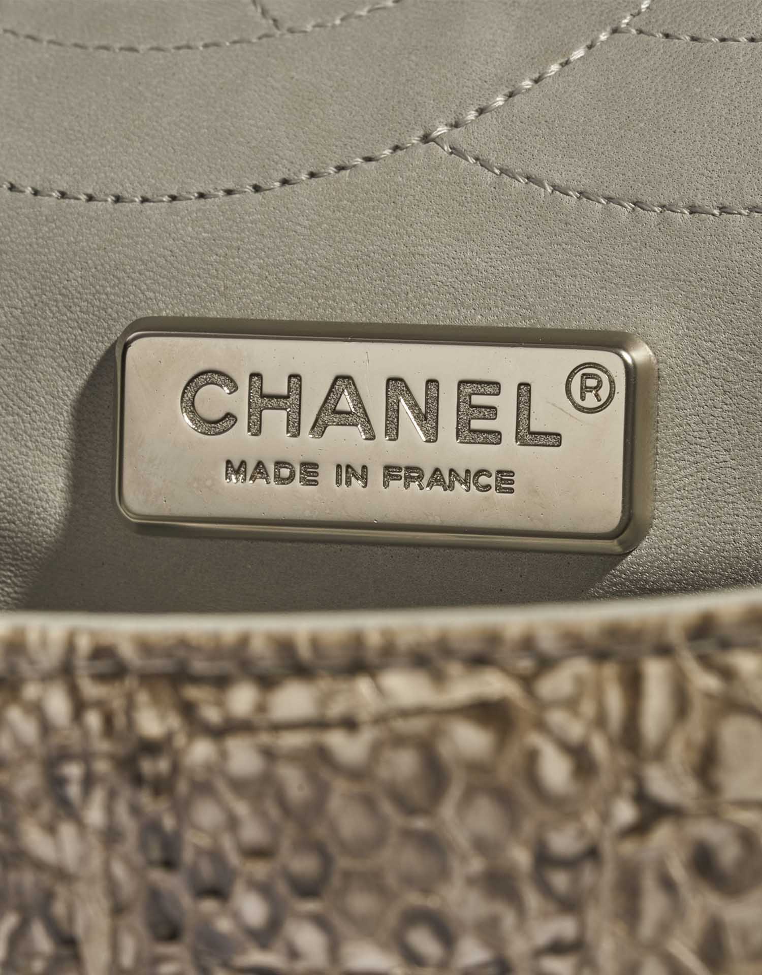Pre-owned Chanel bag 2.55 Reissue 227 Python Natural Beige Beige Logo | Sell your designer bag on Saclab.com