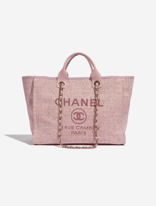 Pre-owned Chanel bag Deauville Medium Tweed Pink Pink Front | Sell your designer bag on Saclab.com