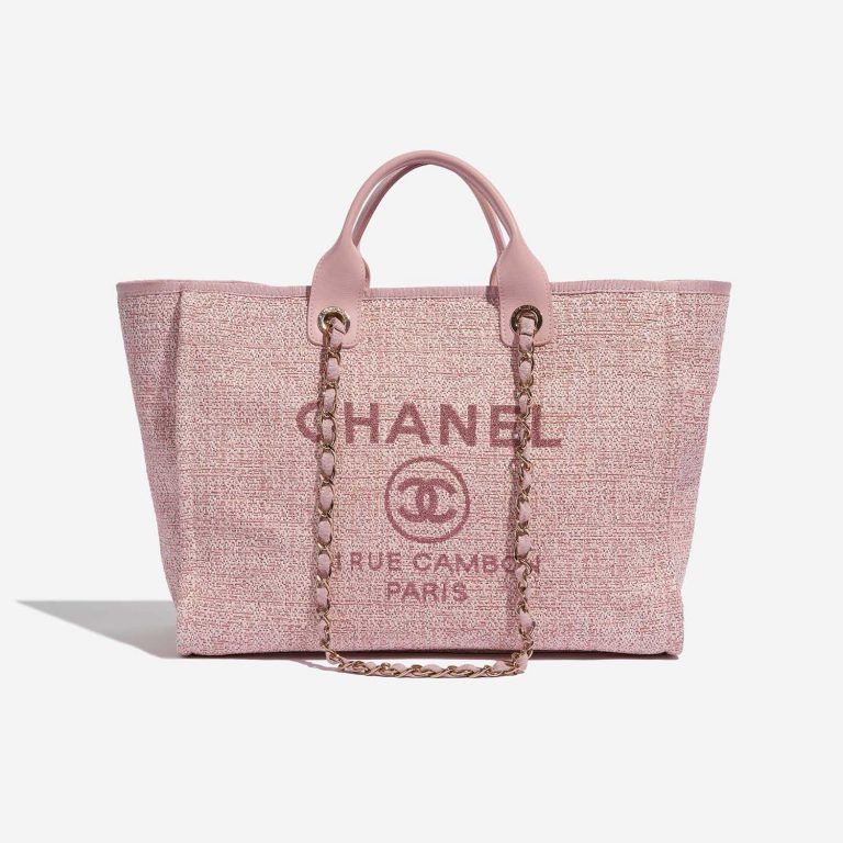Pre-owned Chanel bag Deauville Medium Tweed Pink Pink Front | Sell your designer bag on Saclab.com