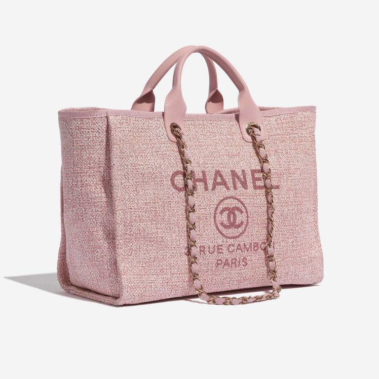 Pre-owned Chanel Tasche Deauville Medium Tweed Pink Pink Side Front | Verkaufen Sie Ihre Designer-Tasche auf Saclab.com