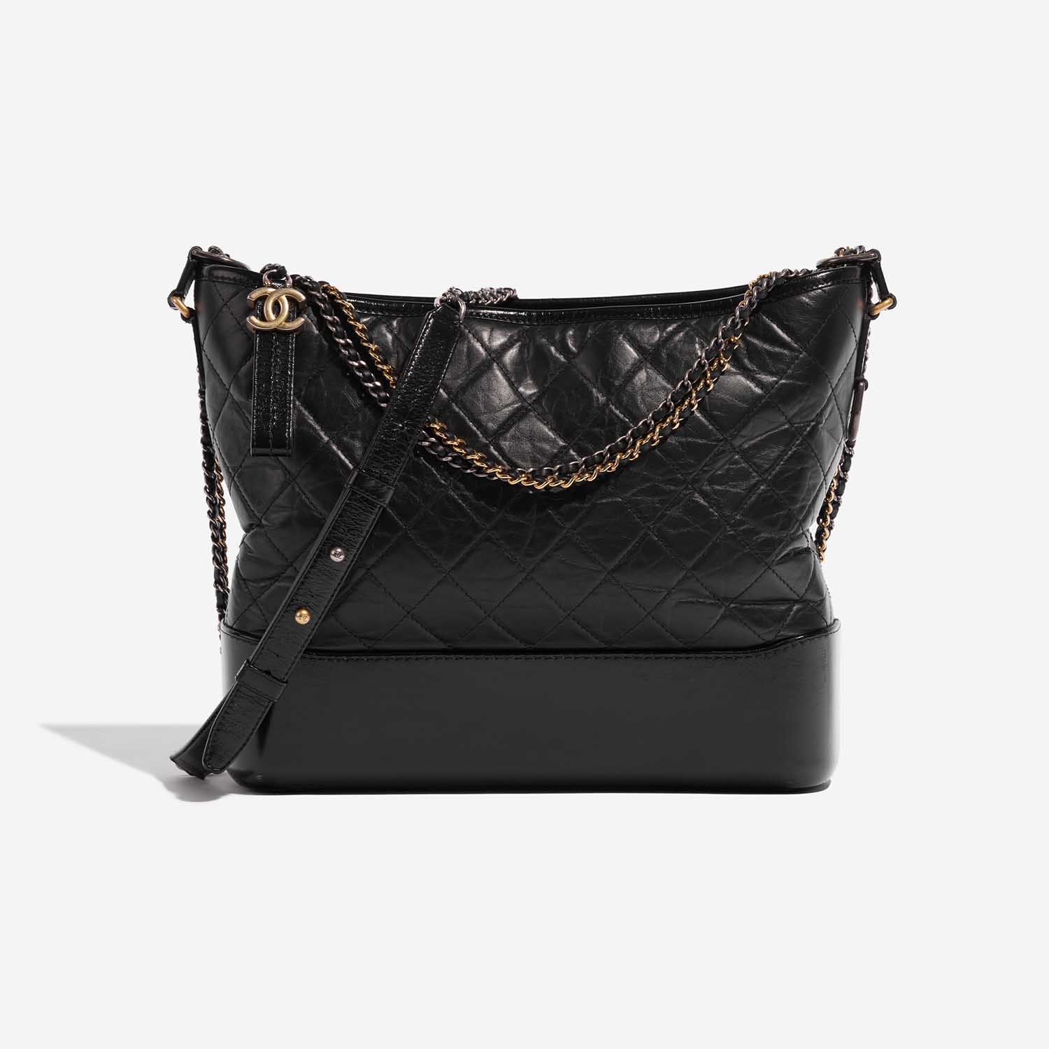 Pre-owned Chanel Tasche Gabrielle Large Kalbsleder Schwarz Schwarz Front | Verkaufen Sie Ihre Designer-Tasche auf Saclab.com