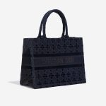 Pre-owned Dior bag Book Tote Medium Canvas / Velvet Navy Blue Black Side Front | Sell your designer bag on Saclab.com
