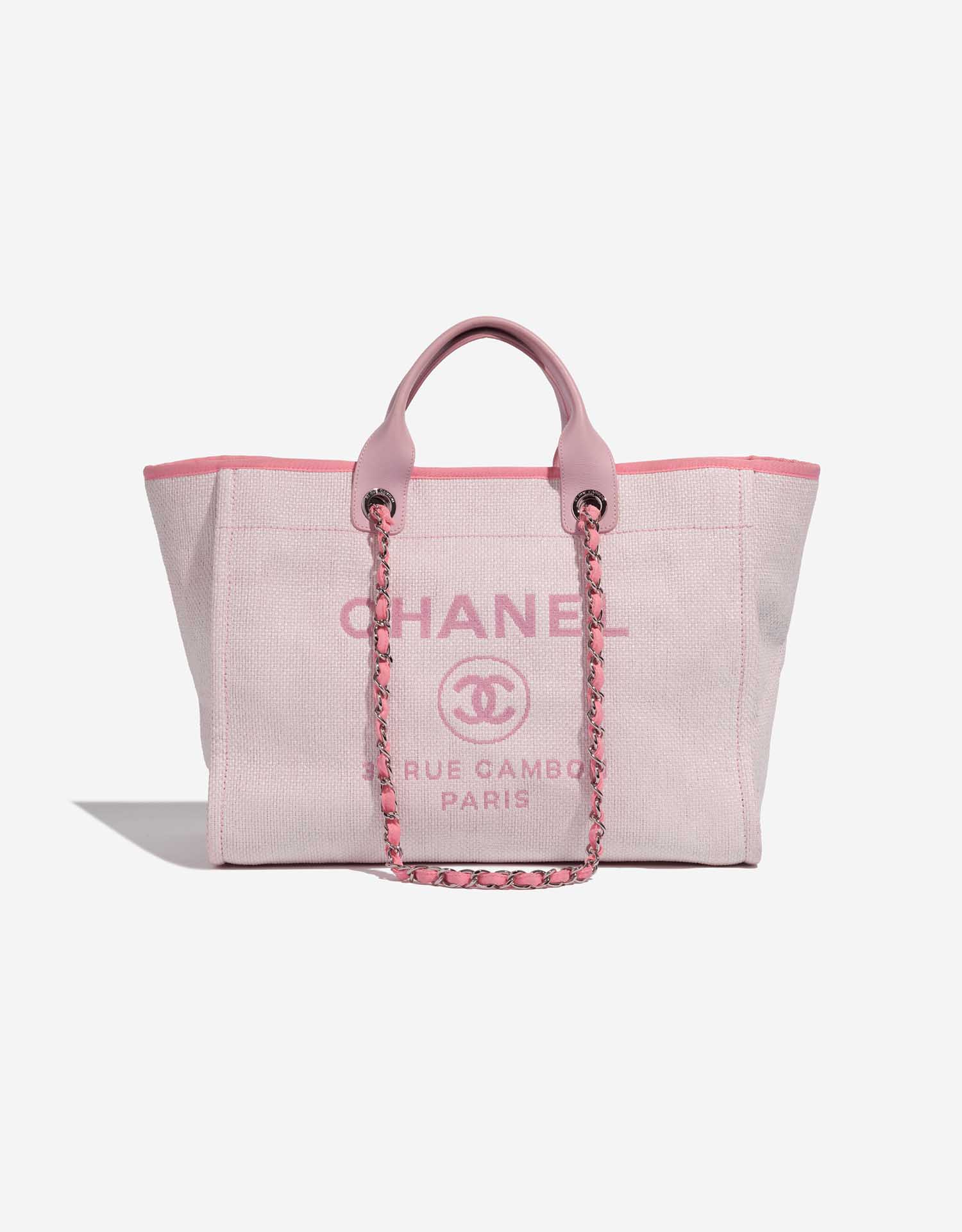chanel pink canvas bag tote
