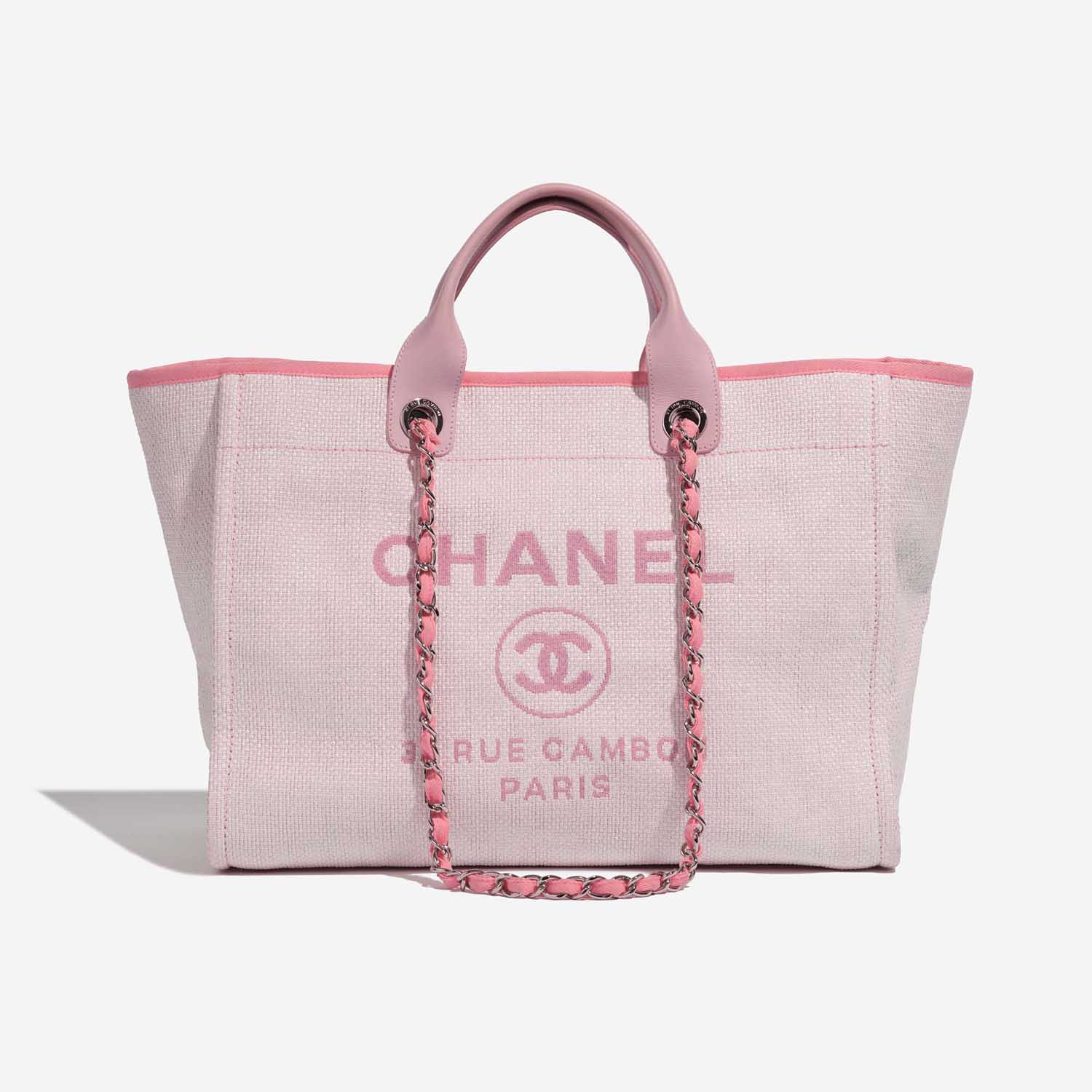 Pre-owned Chanel bag Deauville Medium Canvas Pink Pink Front | Sell your designer bag on Saclab.com
