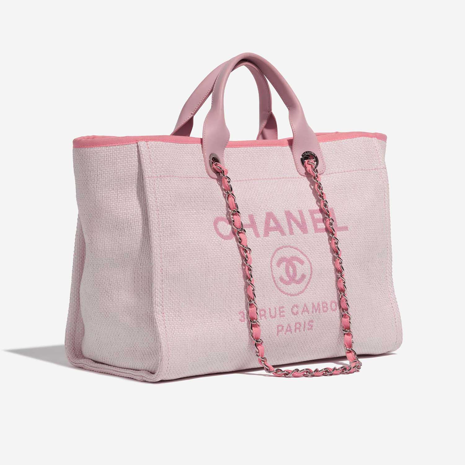 Pre-owned Chanel bag Deauville Medium Canvas Pink Pink Side Front | Sell your designer bag on Saclab.com