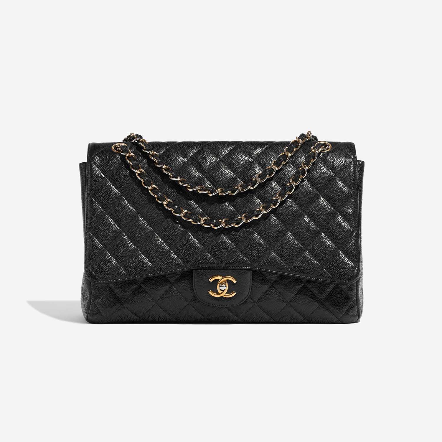 Pre-owned Chanel bag Timeless Maxi Caviar Black Black Front | Sell your designer bag on Saclab.com
