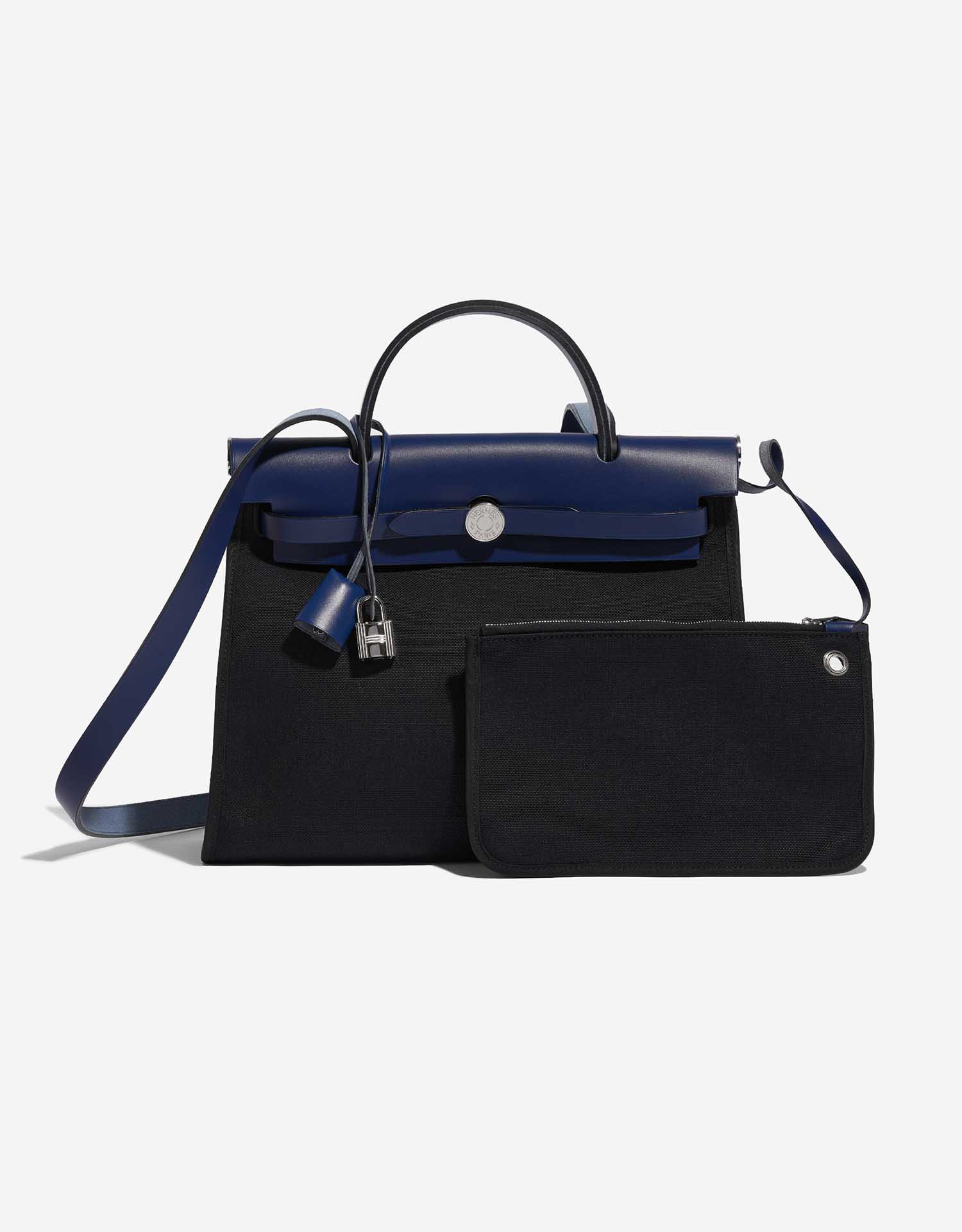 Hermes Noir/Bleu Marine Vache Country Leather and Military Toile