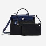 Pre-owned Hermès bag Herbag 31 Vache Hunter / Toile Militaire Noir / Bleu Saphir Black, Blue Front | Sell your designer bag on Saclab.com
