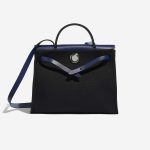 Pre-owned Hermès bag Herbag 31 Vache Hunter / Toile Militaire Noir / Bleu Saphir Black, Blue Front Open | Sell your designer bag on Saclab.com