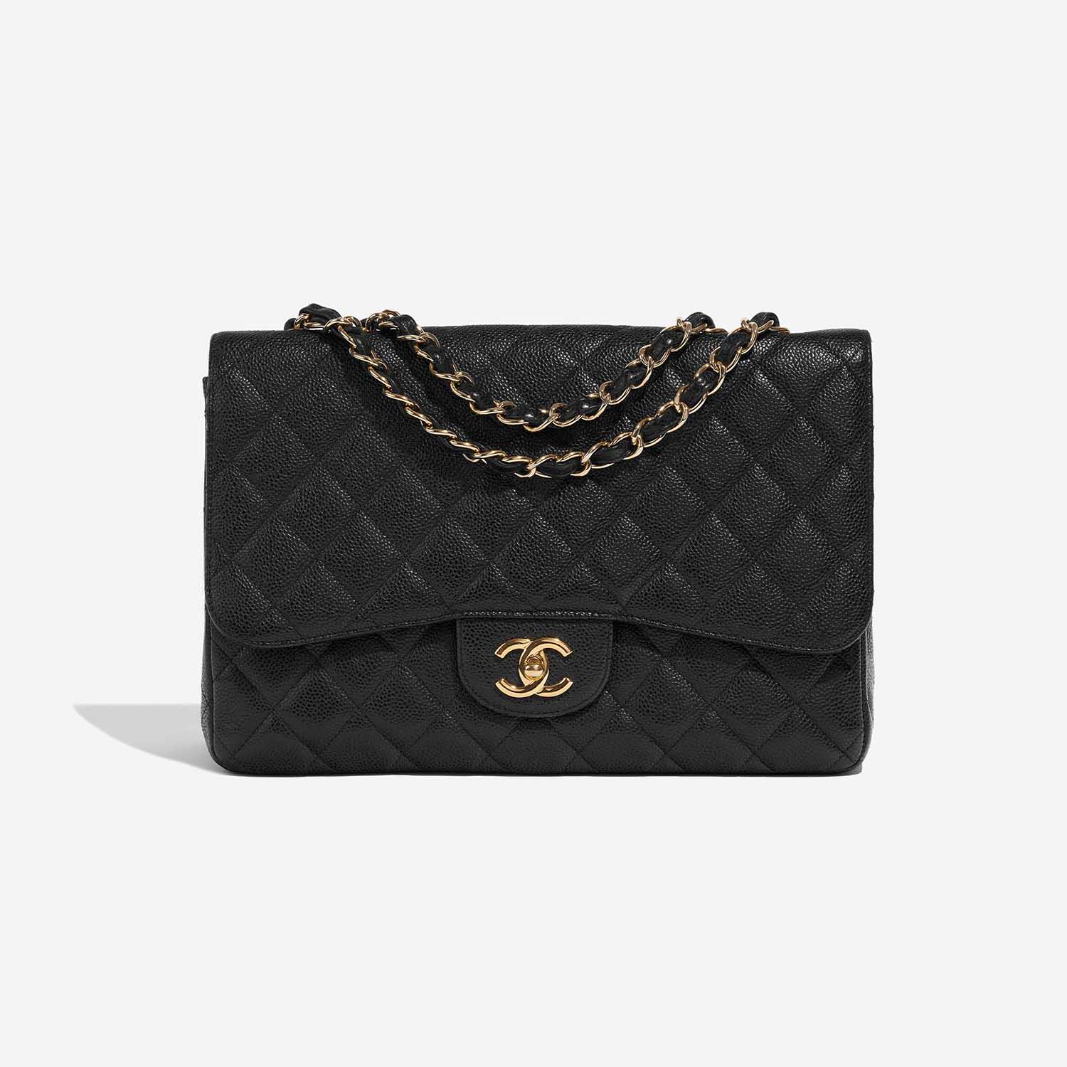 Chanel Black Quilted Lambskin Leather Classic Jumbo Single Flap