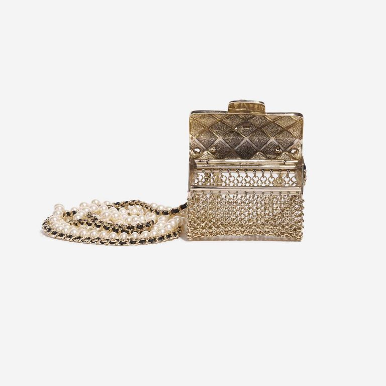 Pre-owned Chanel bag Timeless Micro Metal Gold Tone Gold Front Open | Sell your designer bag on Saclab.com