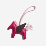 Pre-owned Hermès bag Rodeo Pegasus MM Milo Lamb Framboise / Rose Sakura / Rouge Sellier Pink, Red, Rose Front | Sell your designer bag on Saclab.com