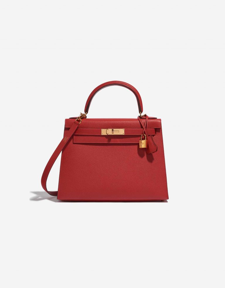 Pre-owned Hermès bag Kelly 28 Epsom Rouge Casaque Red Front | Sell your designer bag on Saclab.com